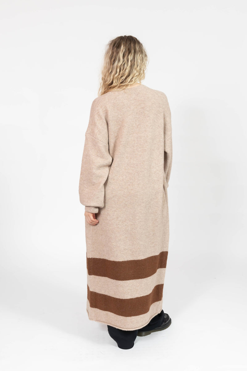 Mabel Long Cardigan | Light Brown/Chestnut