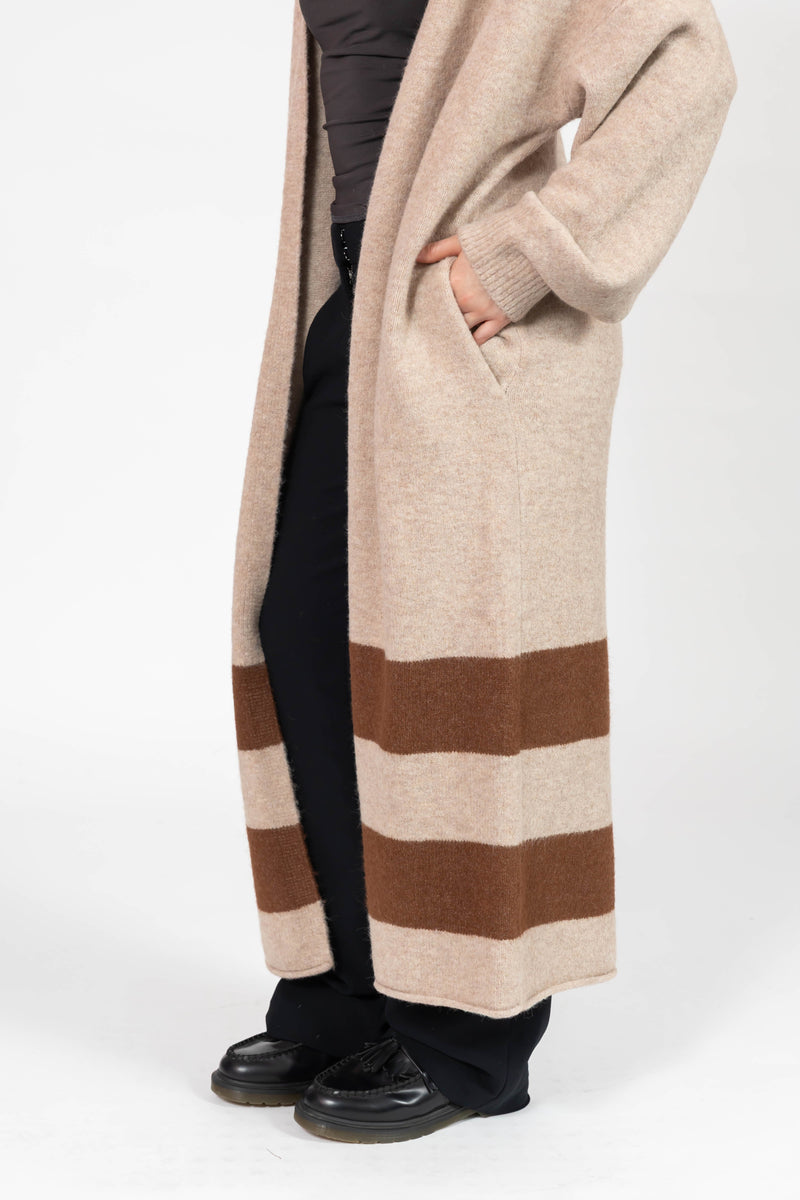 Mabel Long Cardigan | Light Brown/Chestnut