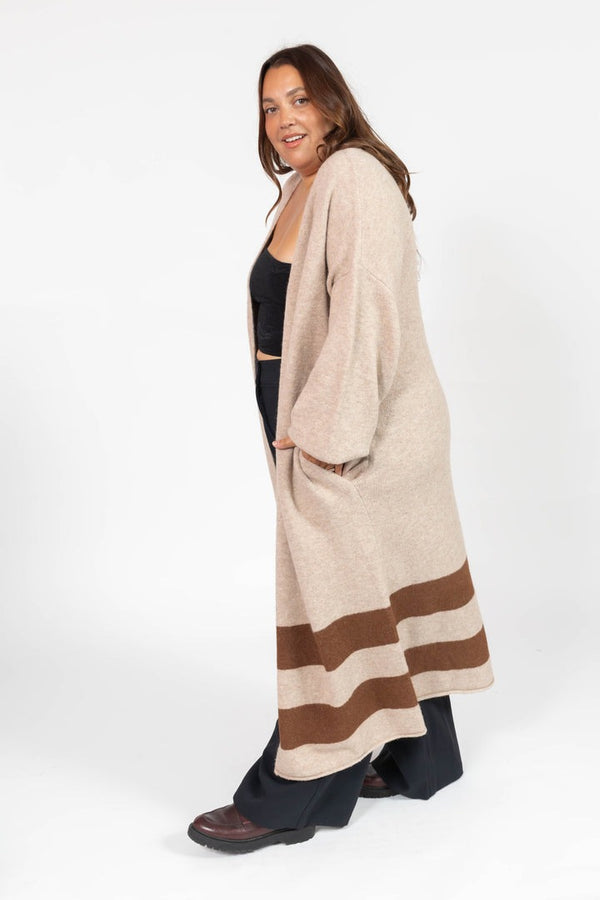 Mabel Long Cardigan | Light Brown/Chestnut