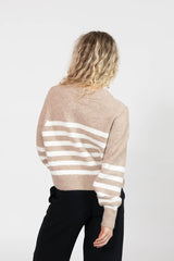 Mabel Short Cardigan | Light Brown/Ivory