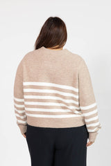 Mabel Short Cardigan | Light Brown/Ivory