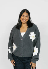 Nora Daisy Cardigan | Dark Grey/Ivory