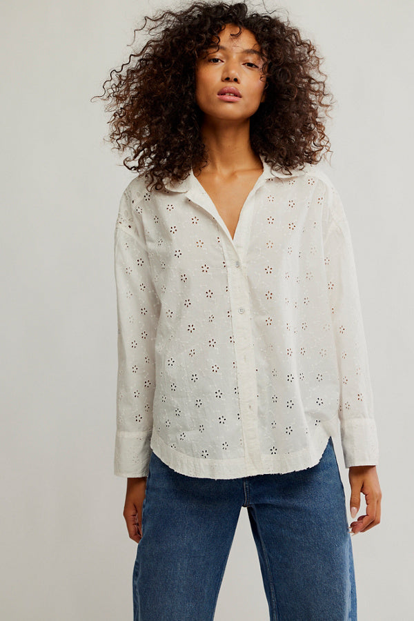 Mae Eyelet Shirt | Ecru Wash