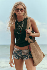 Coastal Crush Straw Tote | Natural
