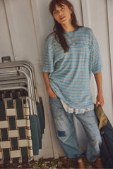 All Love Stripe Pocket Tee | Blissful Blue Combo