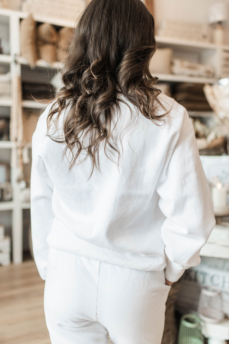 Christa Fleece Pullover | White - FINAL SALE