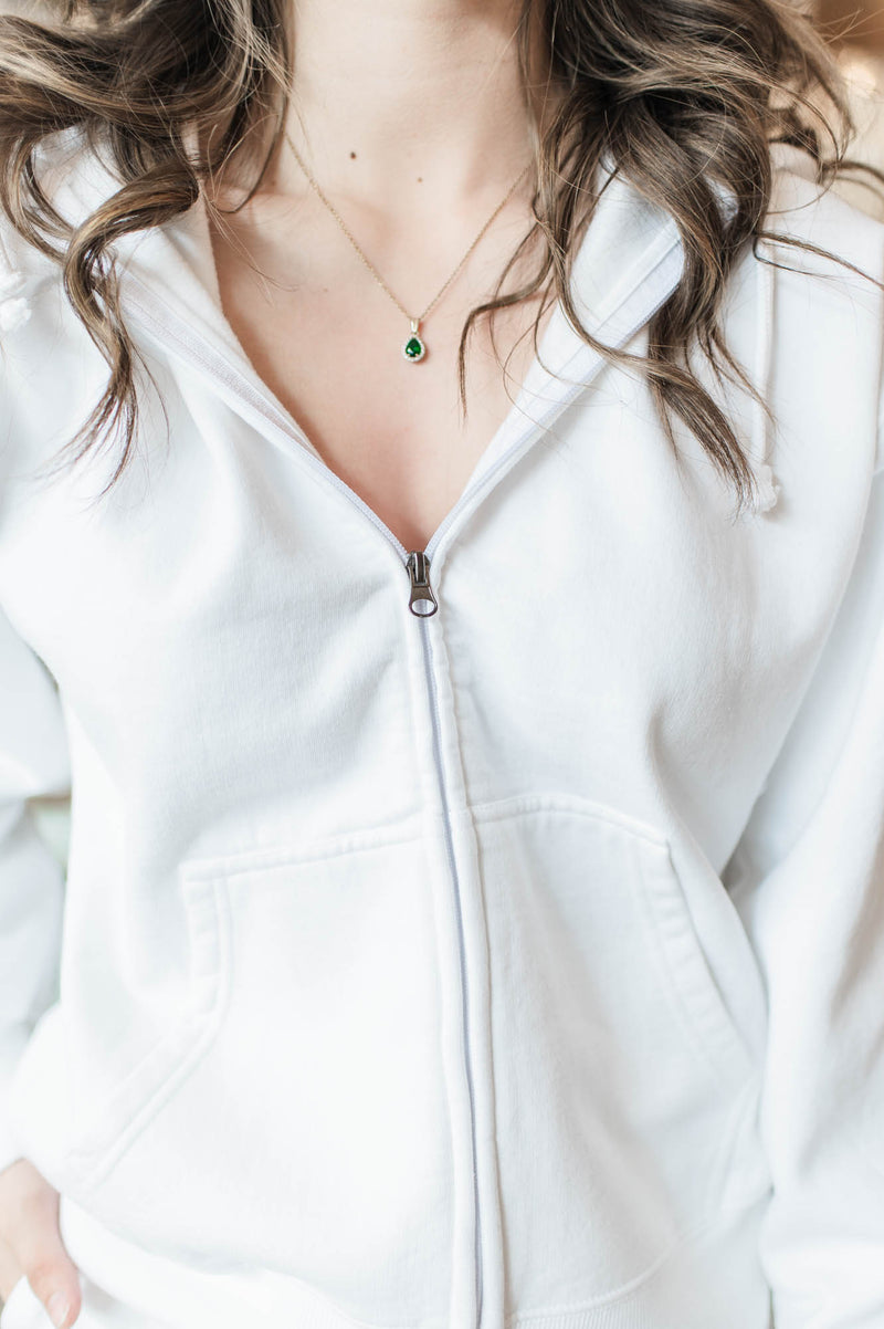 Hollie Fleece Zip Up | White - FINAL SALE