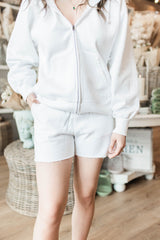 Hollie Fleece Zip Up | White - FINAL SALE