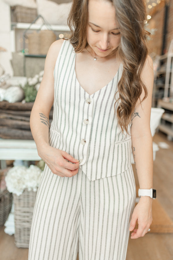 Eowyn Vest | Cream Stripe