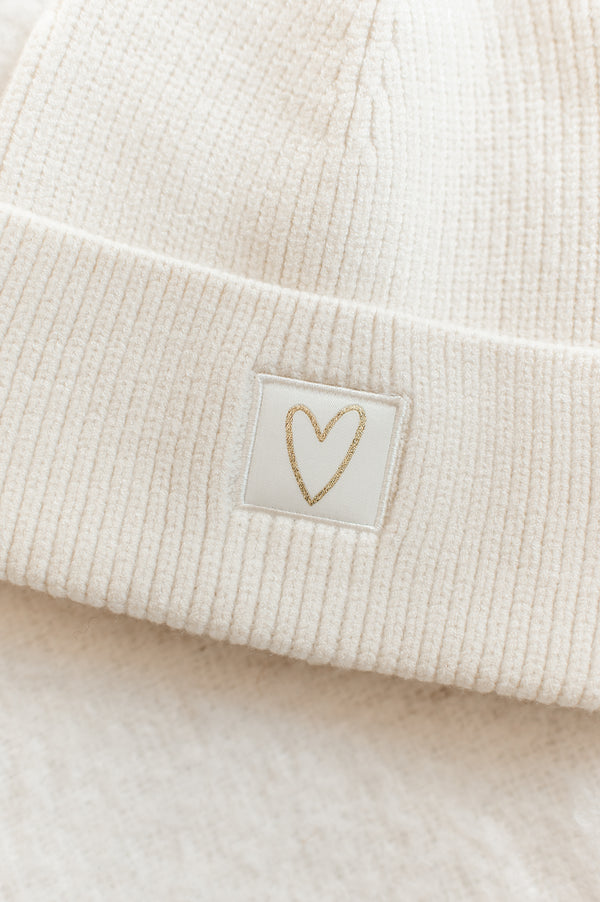 Heart Beanie | Ecru