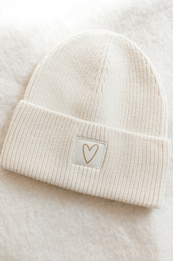 Heart Beanie | Ecru