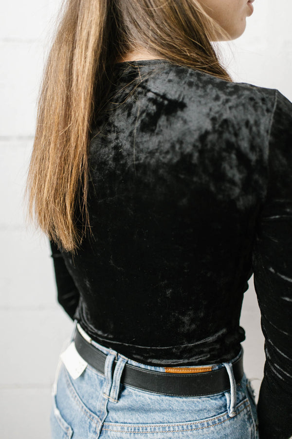 Roxie Crushed Velvet Bodysuit | Black - FINAL SALE