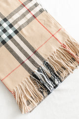 Plaid Tassel Scarf | Camel