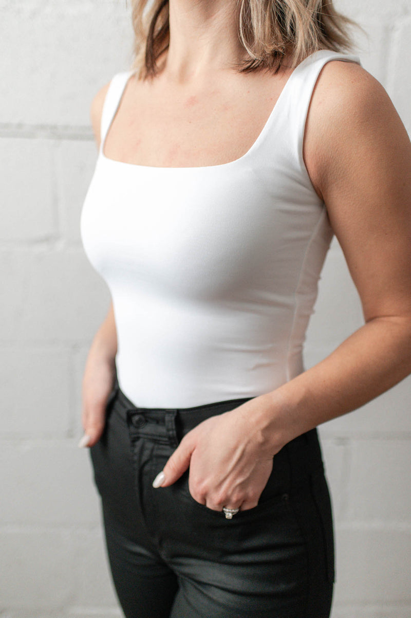 Tia Sleeveless Bodysuit | White