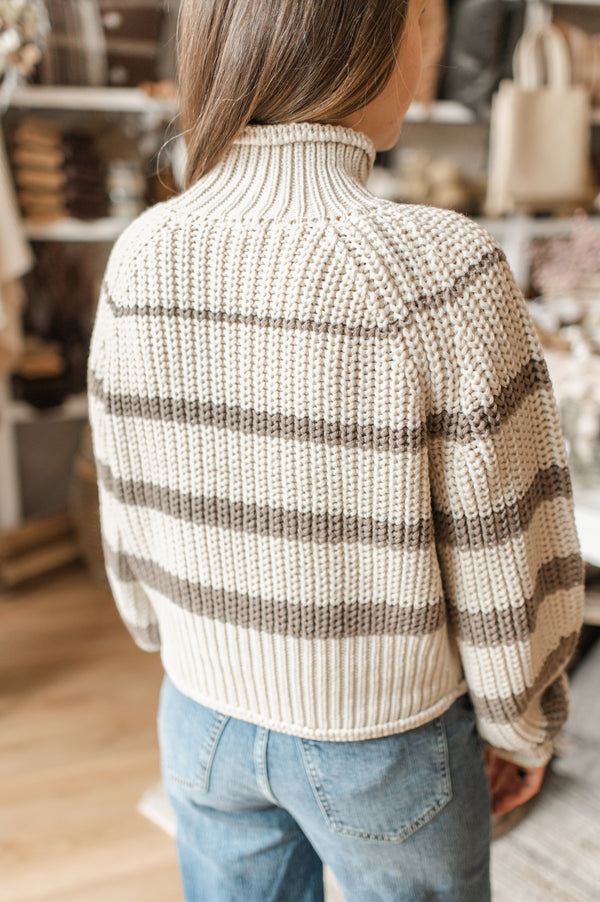 Harlow Pullover | White Beach Stripe