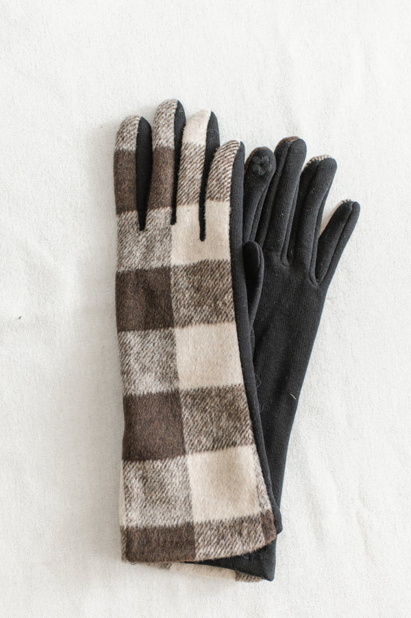 Buffalo Plaid Gloves | Coffee