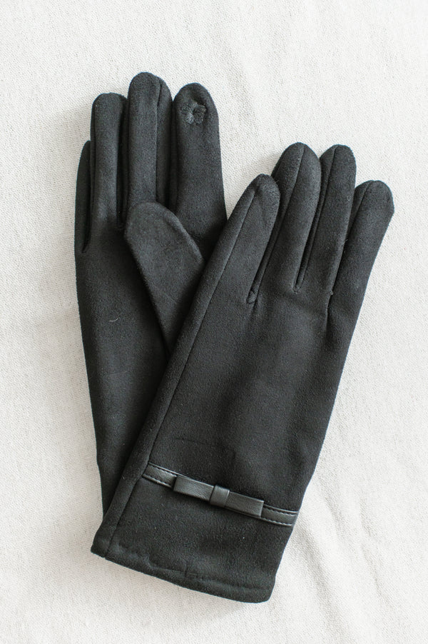 Stitched Bow Gloves | Black