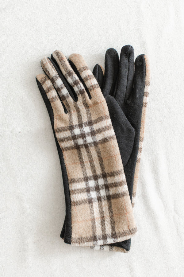 Buffalo Plaid Gloves | Camel