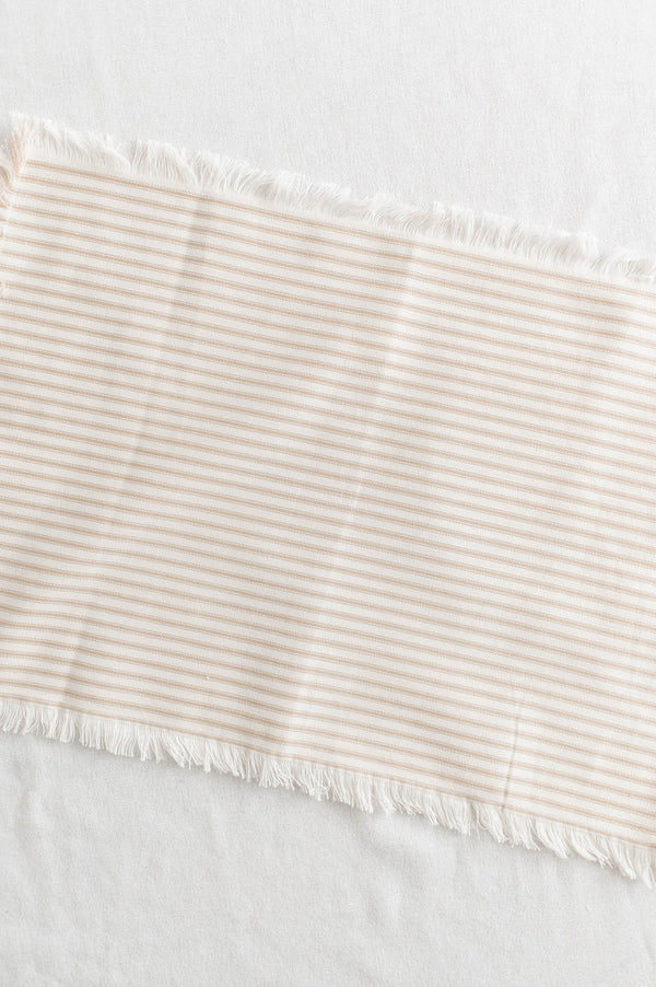 Fringe Ticking Placemats S/4 | Tan