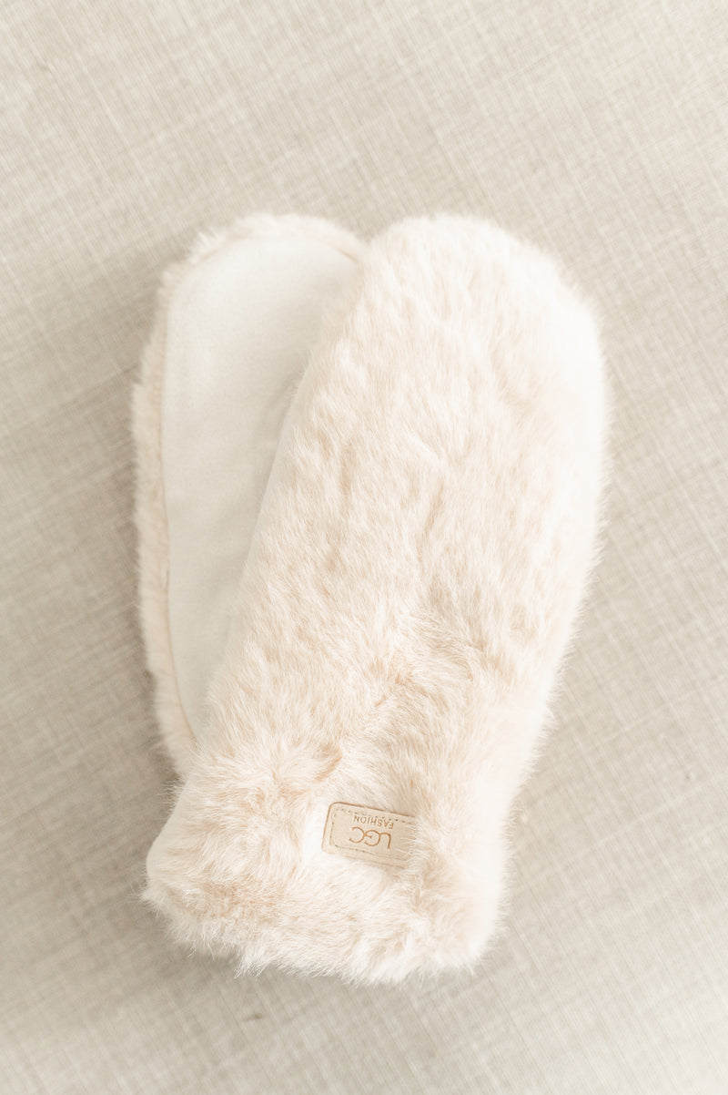 Faux Fur Mittens | Creme