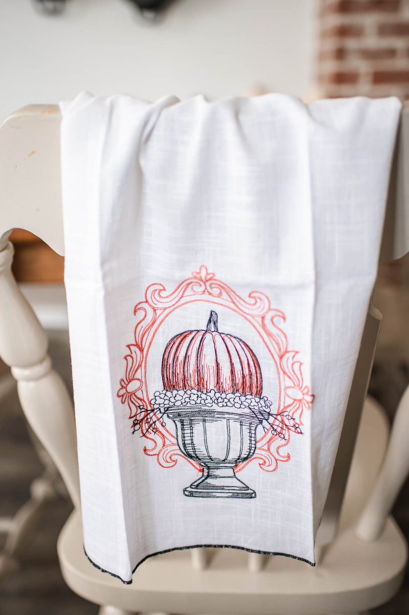 Embroidered Kitchen Towel | Pumpkin - FINAL SALE