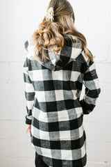 Abby Hooded Coat | White & Black - FINAL SALE