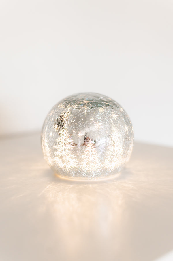 LED Crackle Ball | Silver Trees