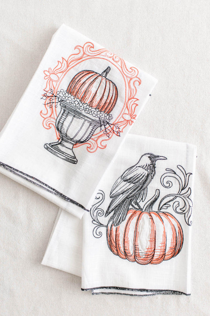 Embroidered Kitchen Towel | Pumpkin - FINAL SALE