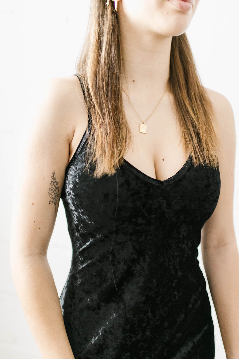 Layla Crushed Velvet Slip Dress | Black - FINAL SALE