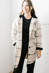 Abby Hooded Coat | Light Beige & Black - FINAL SALE
