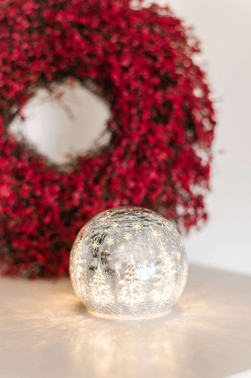 LED Crackle Ball | Silver Trees