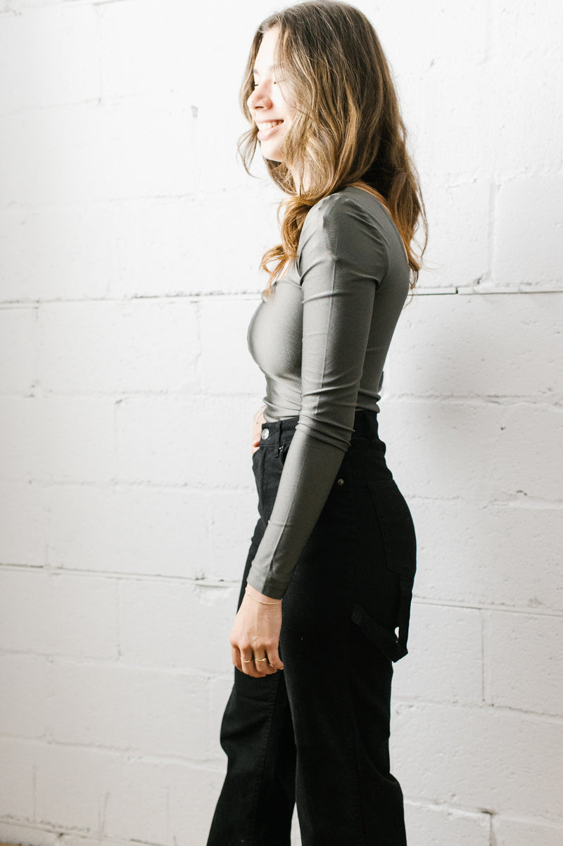 Stacy Long Sleeve Bodysuit | Gunmetal - FINAL SALE
