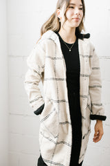 Abby Hooded Coat | Light Beige & Black - FINAL SALE