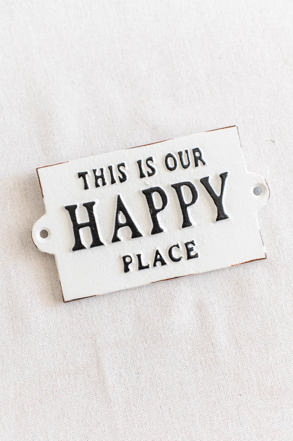 Happy Place Plaque | White