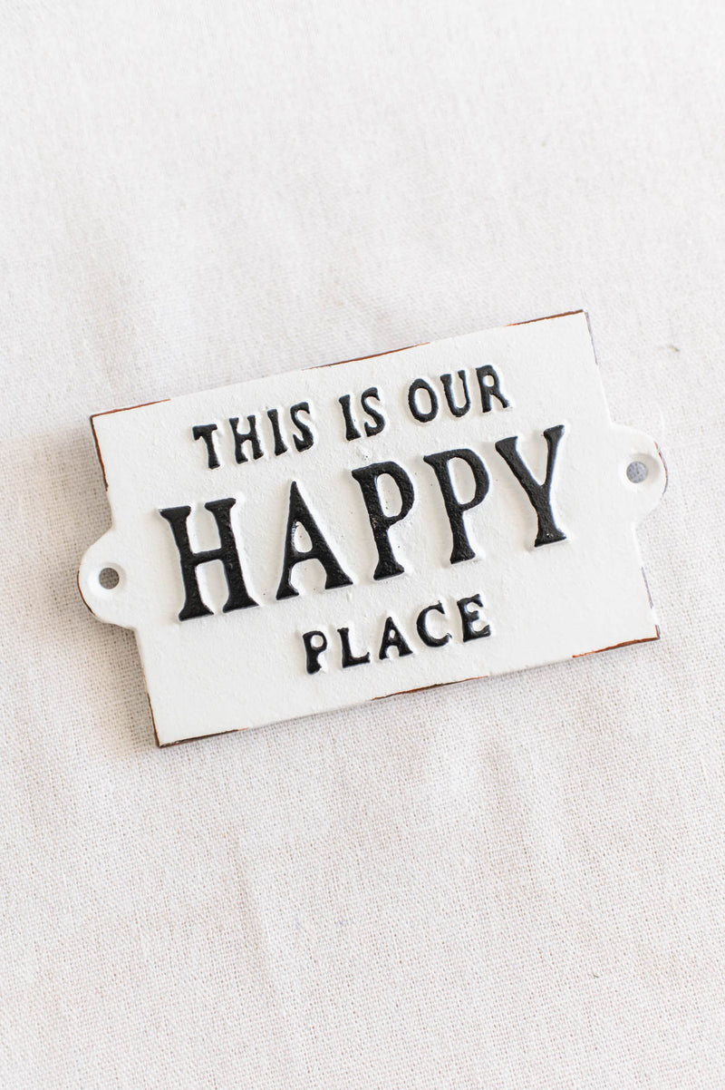 Happy Place Plaque | White