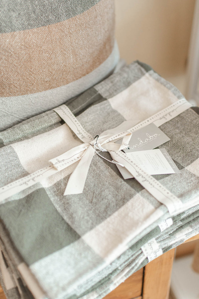 Gingham Check Tea Towels Set of 2 | Olive