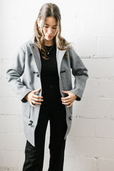 Lulu Hooded Duffle Coat | Grey Melange - FINAL SALE