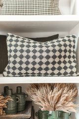 Check Weave Cushion 12x21 | Black