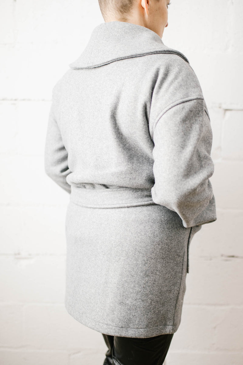 Janna Shawl Collar Coat | Grey Melange - FINAL SALE
