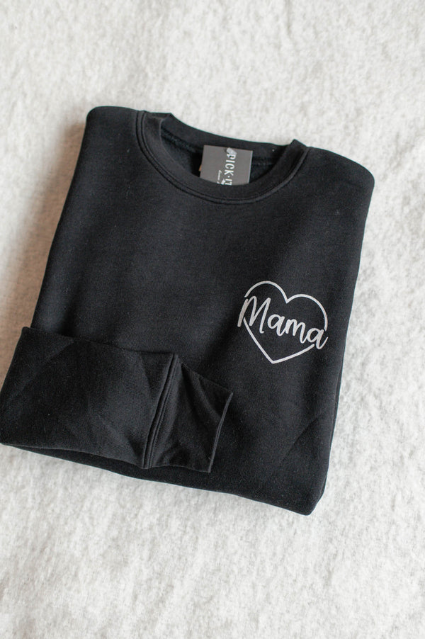 Mama Heart Sweatshirt | Black - FINAL SALE