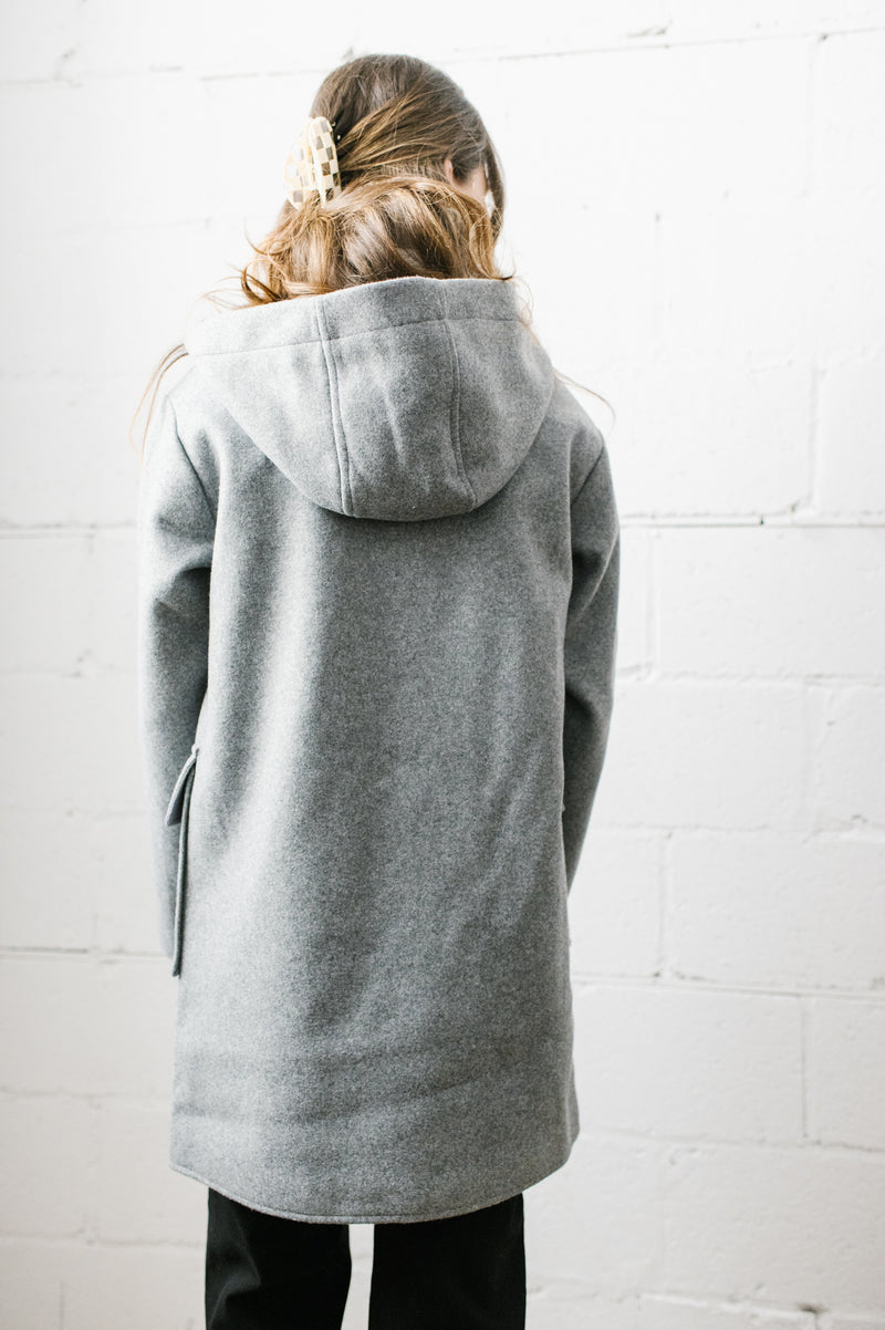 Lulu Hooded Duffle Coat | Grey Melange - FINAL SALE
