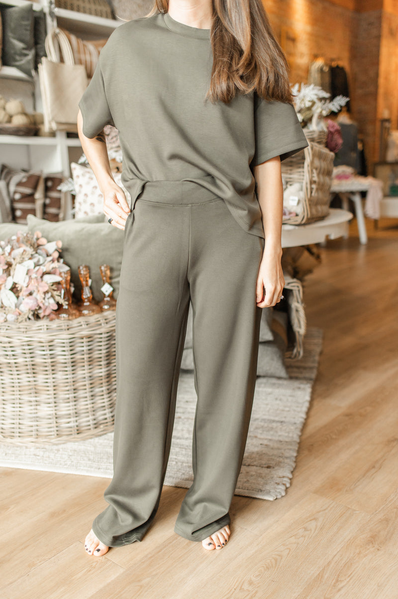 Victoria Wide Leg Pants | Olive Night