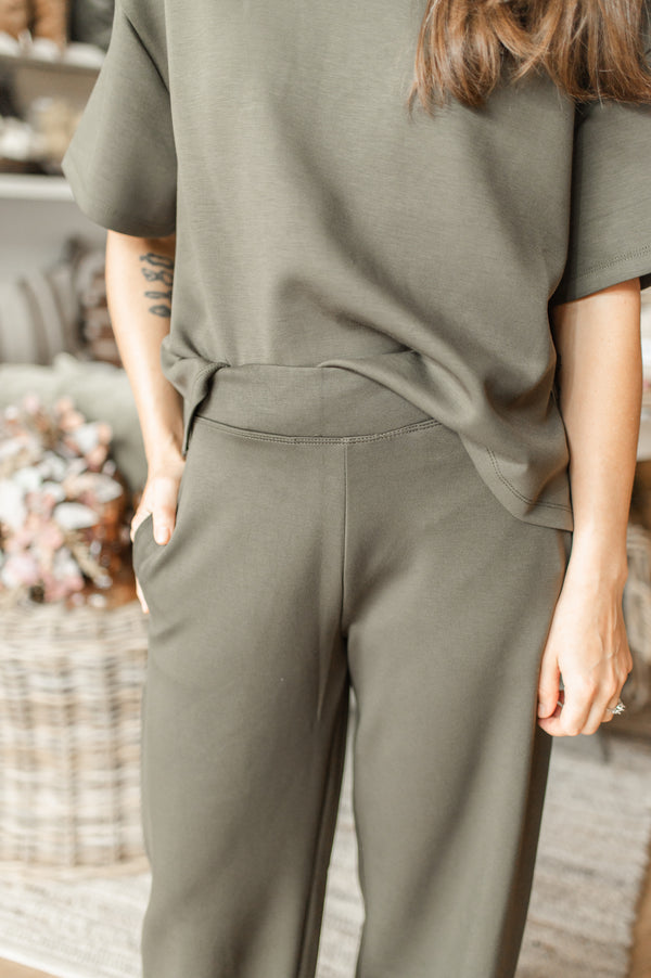 Victoria Wide Leg Pants | Olive Night