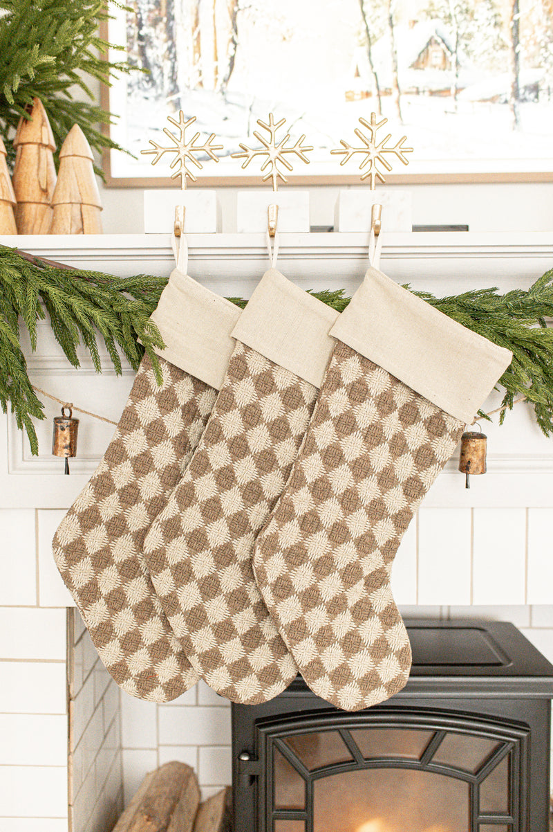 Check Weave Stocking | Brown