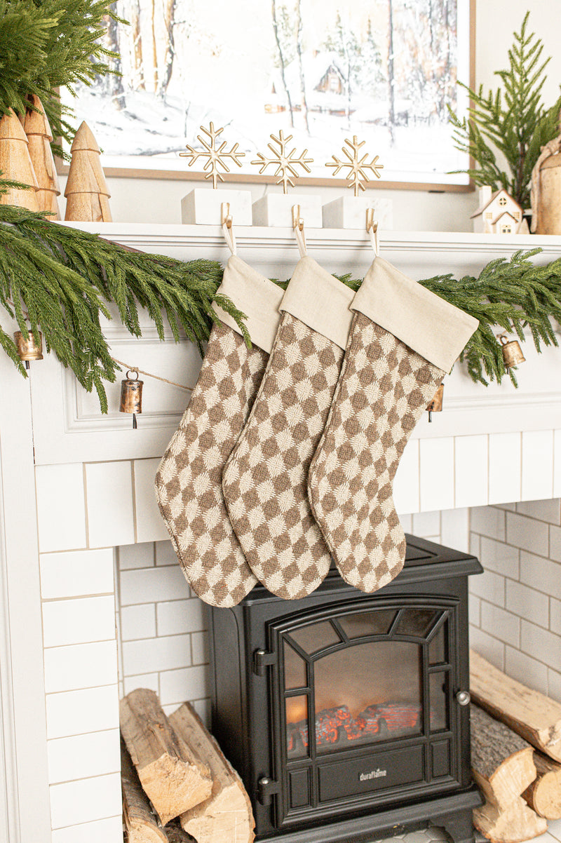 Check Weave Stocking | Brown