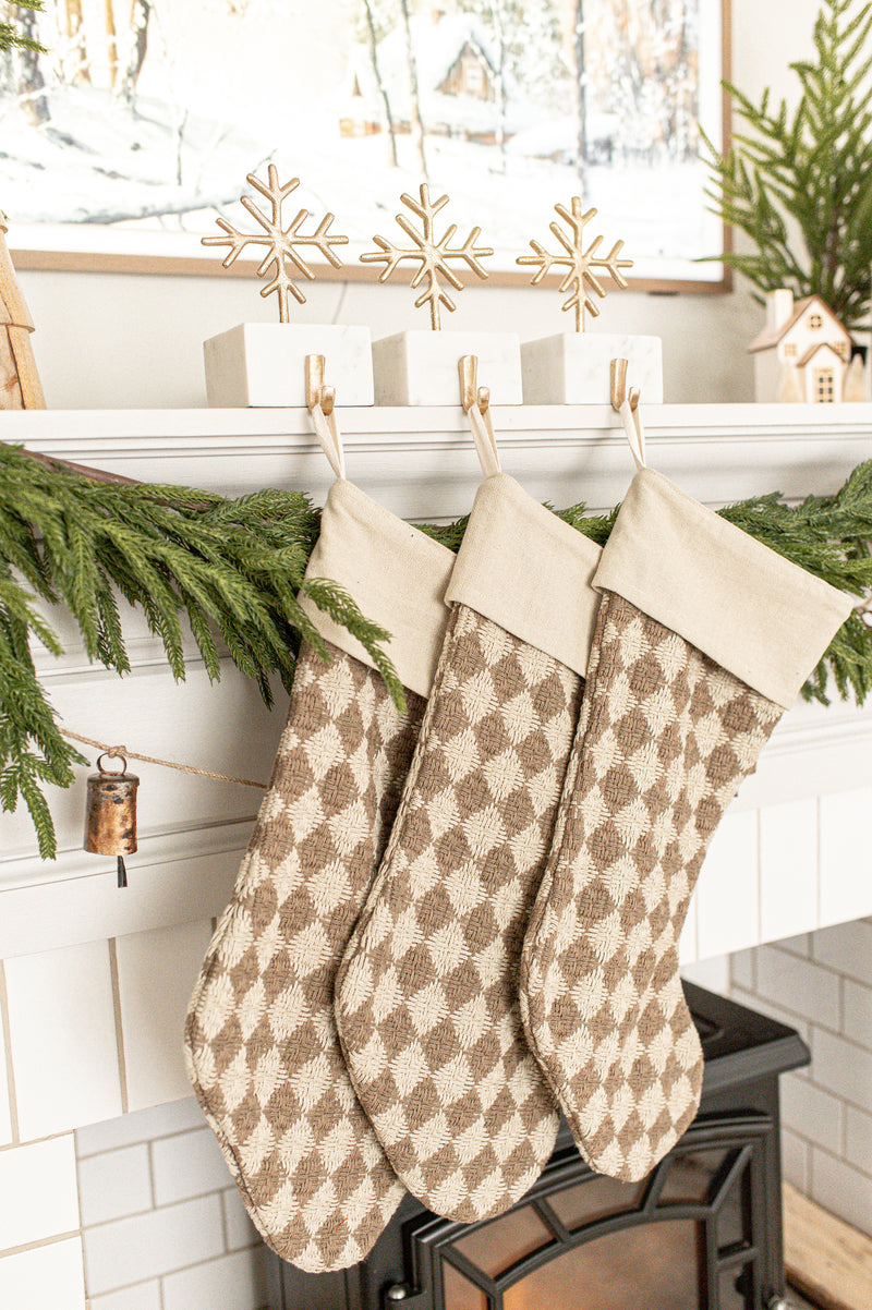 Check Weave Stocking | Brown