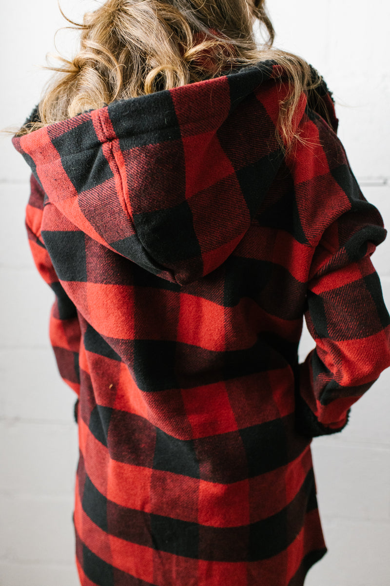 Abby Hooded Coat | Red & Black - FINAL SALE