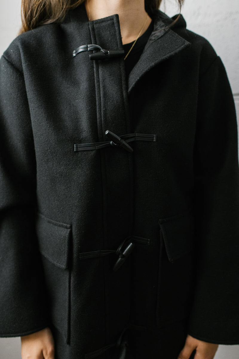 Lulu Hooded Duffle Coat | Black