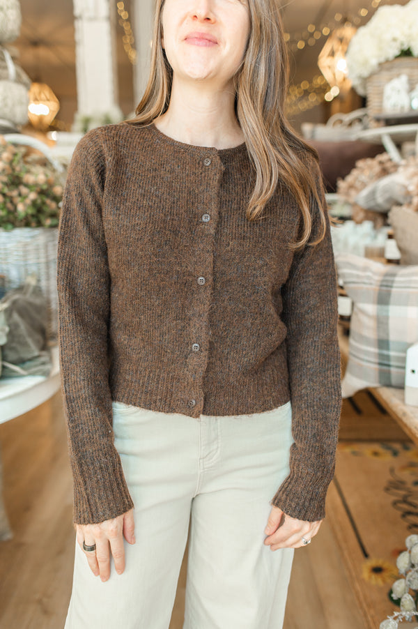 Bergos Cardigan | Brown Melange