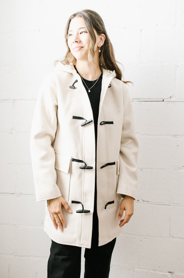 Lulu Hooded Duffle Coat | Ivory Melange - FINAL SALE